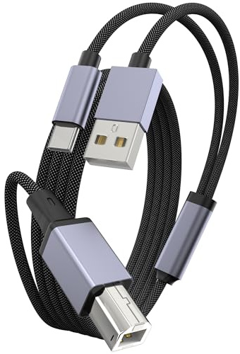 WORLDBOYU USB-Kabel, 3 Meter, USB A und C auf B, für MacBook Pro, Yamaha Casio Digital Piano, MIDI Controller, Drucker