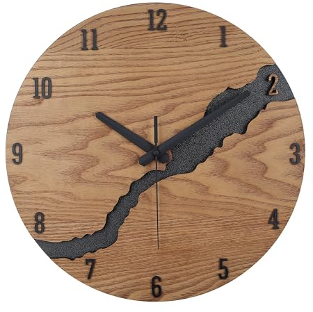 Beflourish Wanduhr Ohne Tickgeräus Holz Modern Wanduhren für Büro, Wohnzimmer, Küche, Schule Kinderzimmer (40cm)