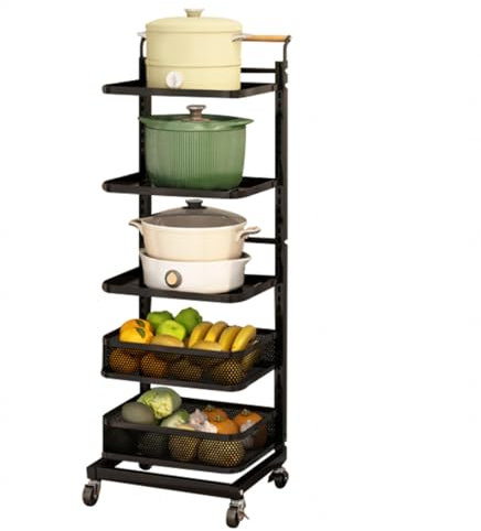 Space-Saving Kitchen Organizer For Cupboard - Pan Rack Pot Lid Holder With Microwave Shelf Sauce Stand In And Black Storage Solution