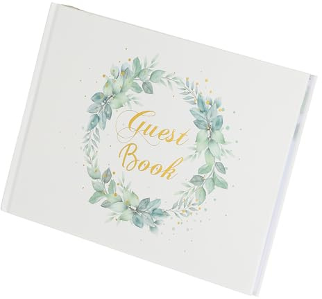 PATIKIL Libro de Visitas, Libro de Firmas de Boda para Recepción, Decoraciones de Fiesta para Cumpleaños o Despedida de Soltera, Hojas Verdes