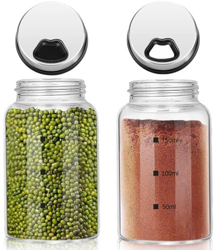 katmerio 2 barattoli per spezie con coperchio girevole, 150 ml, in vetro borosilicato, per spezie, con 4 tipi di fori per spezie, per cucina, grigliate all'aperto, barbecue, cucina