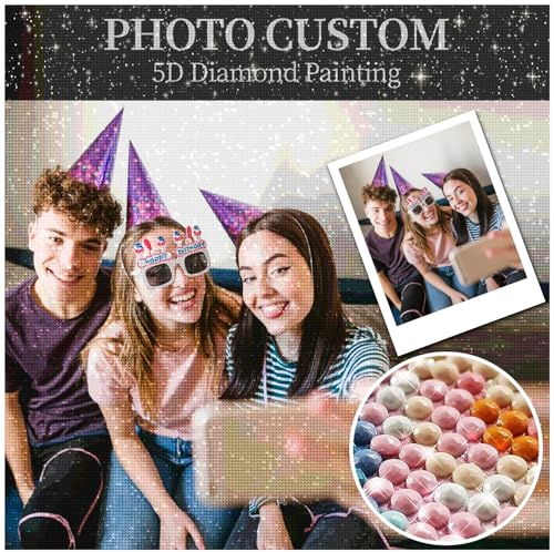 HOBULL Diamond Painting Eigenes Foto Personalisiert, 5D Full Diamond Painting Selbst Gestalten, Benutzerdefinierte Design Erwachsene Diamond Painting Personalisiert Bilder Home Decor, 40x60cm