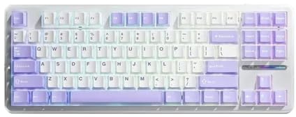 XXINGYULI Tastiera meccanica wireless tri-modalità struttura guarnizione tastiera da gioco personalizzata RGB hot swap per accessori PC F87 Pro(F87-Purple wired)