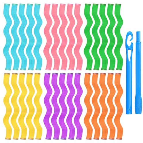 30 Pezzi Bigodini a Spirale 30 cm Bigodini per Capelli Lunghi Hair Rollers con Ganci Senza Calore Bigodini Morbidi Flessibili per Tutte le Lunghezze dei Capelli
