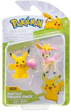 Pokemon Figura de batalla de primavera y Pascua 2025, colección lista para la acción, paquete de 2 (Pikachu y Deerling Spring Form)