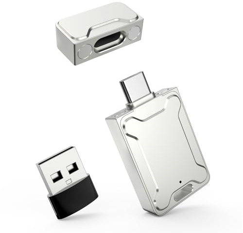 【Sin App】 Nanopell 64 GB Pendrive USB C con Carcasa Metálica Resistente al Agua, Compatible con lphone15+/Android/PC. con Adaptador USB Independiente, Memoria USB 2 en 1 para Fotos y Datos.