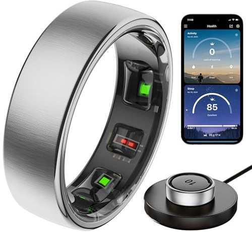 findtime Smart Ring Heart Rate Monitor Sleep Tracker Blood Oxygen Monitor Fitness Tracker Step Counter Calories Gesture Control Waterproof Health Smart Rings for Men Women Wireless Charging