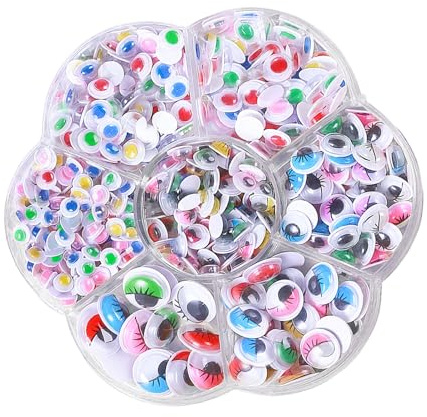 Xgvzs 600 Stück Selbstklebende Wackelaugen mit Wimpern kulleraugen selbstklebend Wiggle Eyes für Kunsthandwerk Dekoration