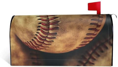 Coperture magnetiche per cassette postali con palline da baseball americane, stile vintage, dimensioni standard, 53,3 x 45,7 cm, per cassette postali stagionali, impermeabili, decorative per giardino