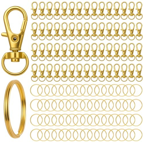 nyckelringar och snabbkopplingskrokar Nyckelring med karbinhake för DIY-smyckestillverkning (120, Gold)