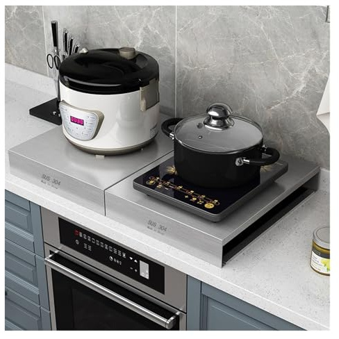 QSTGX Copertura Per Fornello A Gas 4 Fuochi Copri Fornelli Acciaio inossidabile Cucina A Piastra multifunzionale Antiruggine Facile da pulire per piani di lavoro e vassoi(B-2.0mm,35x48x7cm)