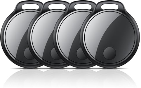 Air Tracker Tag 4-Pack: Tracker Item Finder For Apple Find My APP (iOS Only), 120dB Alarm Volume, For Locate Keys, Luggage, Handbags, Wallets, Includes Lanyard.