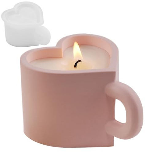 Stampo 3D a forma di cuore – Stampo in silicone per candele, resina, gesso, stampo antiaderente fatto a mano per cera, cioccolato, sapone, progetti fai da te, regalo romantico, decorazione domestica