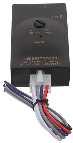 PAMINGONO Car Audio Speaker Wire to Rca Converter with Delay Function, 2-channel High to Low Amp Rca Line Output Converter for Subwoofer and Amplifier, Compatible with Vehicle Stereo Systems