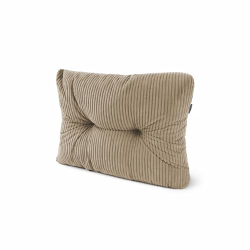 POKAR Palettenkissen Seitenkissen 60x40x12 cm aus Cordstoff | Gestepptes Eckkissen für Palettensofa | Loungekissen für Europalettenmöbel und Gartenmöbel | Oeko-TEX | Made in EU | Beige