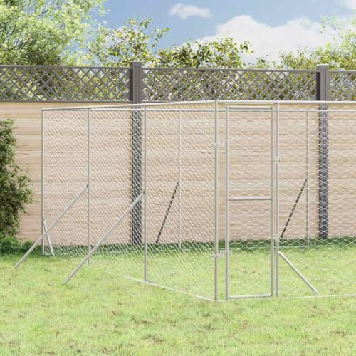 Outdoor-Hundezwinger 6x6x2 m aus verzinktem Stahl, Robustes Außengehege mit abschließbarer Tür für Hunde und Kleintiere, Maschendraht-Design für optimale Belüftung