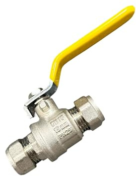 1/4 Turn Ball Valve with Yellow Lever Handle – WRAS Approved Gas & Water Shut Off Valve – PN25 Rated Brass Isolation Valve – Easy 90° Quarter Turn Operation