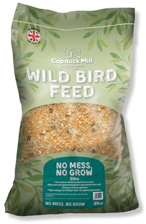 Copdock Mill No Mess Wild Bird Seed Mix 20kg - All Year Round Small Seed Mix With Protein Rich Peanuts - 100% Natural Nutritional Feed
