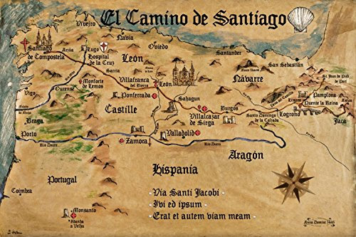 1art1 Jakobsweg EL Camino De Santiago Anno 1445, Jon Mellenthin Selbstklebende Fototapete Poster-Tapete 180x120 cm