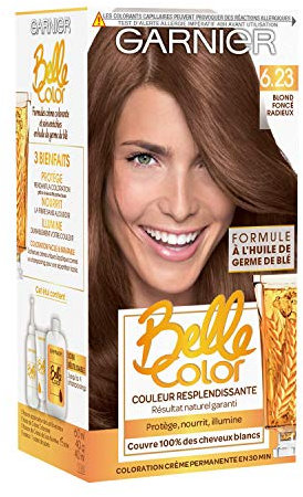 Garnier – Belle Color – Terre de Soleil – Permanent blond – 6.23 dunkelblond strahlend, 2 Stück
