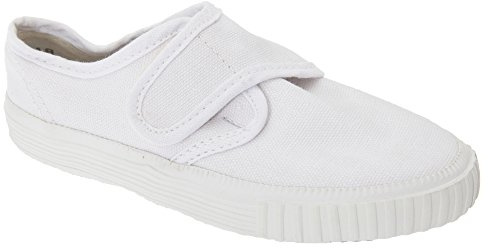 Dek Kids - Zapatillas Unisex de tela blancas de cierre adhesivo para niños/jóvenes (24 EU/Blanco)