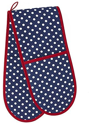 THE BRITISH TEXTILES CO Betty - Double Oven Glove 92x20cm Navy/White Spot 100% Cotton