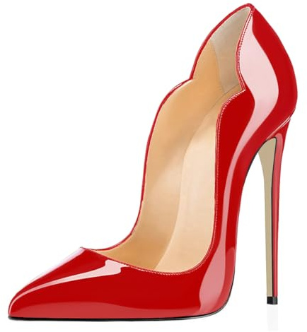 EDEFS Scarpe Donna con Tacco Alto con Tacco a Spillo 12 cm Punta Aperta Classica Pelle Lucida Eleganti per Matrimoni, Galà, Appuntamenti e Feste