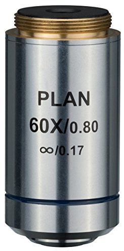 Bresser DIN PL 60x Infinity Planachromat Objektiv RMS Gewinde 45 mm | Unendlich korrigiert, ebenes Bildfeld, hohe Auflösung, gefederter Präparatschutz, für Science Infinity und Mikrofotografie