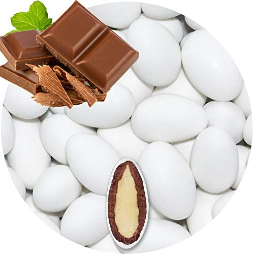 EinsSein Peladillas de Almendra Chocolate con Leche blanco mate 1kg | 160 pieza Confeti Dulce para Fiestas | Grageas para Boda Bautizo y Comunión | Cumpleaños y Eventos
