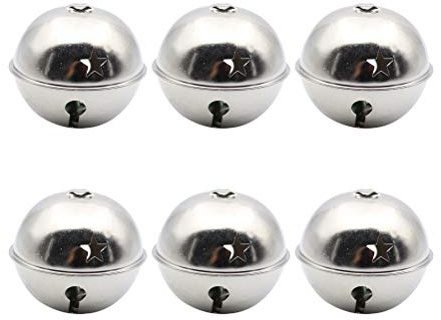 Supvox 6Pcs Weihnachten Jingle Bell Silber 50Mm MetallglöCkchen Mit Sternausschnitten FüR Weihnachtsbaumdekoration Handwerk Schlittenglocke Hausgarten Festival Deko