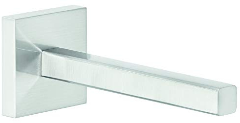 tesa EXXCLUSIV Ersatzrollenhalter - 50 mm x 50 mm x 132 mm | Toilettenpapier-Aufbewahrung zur Wandbefestigung ohne Bohren - rostfrei, in Edelstahloptik - inkl. Klebelösung
