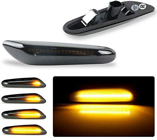 GSRECY Luz ámbar dinámica del indicador lateral del guardabarros delantero del LED Luz intermitente secuencial intermitente para E90 E91 E92 E93 E46 E60 E53 E83 E84 E81 E82 E87 E88, lente de humo