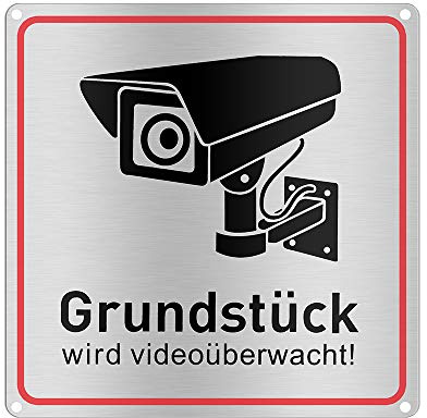 OLRWSLG Videoüberwachung Schild Aluminium Video Warnschilder Hinweisschild Videoüberwacht Schilder Warnschild Hinweis Datenschutz Schilder-20 * 20cm, 0.8mm stark