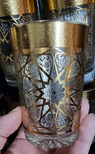 LS2 Lot de 12 verres à thé marocains multicolores en verre pour thé