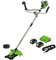 Greenworks 48V (2x24V) Akku Freischneider mit bürstenlosem Motor, Geschirr, Motorradgriff, 38 cm Schnittbreite, 2 mm Nylonfäden, 25 cm Klinge, 2 x 24V 4Ah Akkus und Ladegerät GD24X2BCBK4x