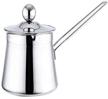 Kaffeekanne mit Deckel, Edelstahl Moderne Mokkakanne mit langem Griff, Türkische Kaffeekanne geeignet für Elektro, Glaskeramik, Gasherd und Geschirrspüler