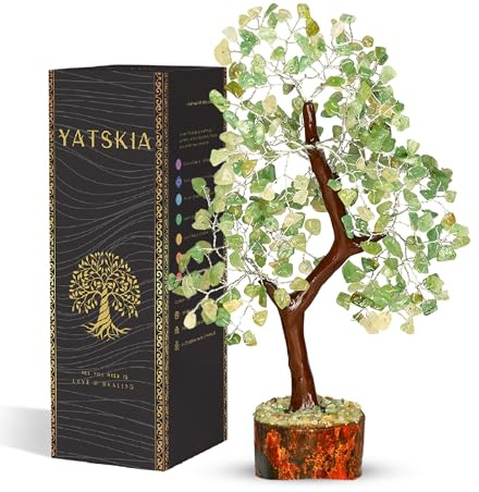 YATSKIA Green Jade Crystal Tree of Life - Crystals and Stones - Gemstone Tree - Crystals Decor - Feng Shui Decor - Crystal Gifts for Women