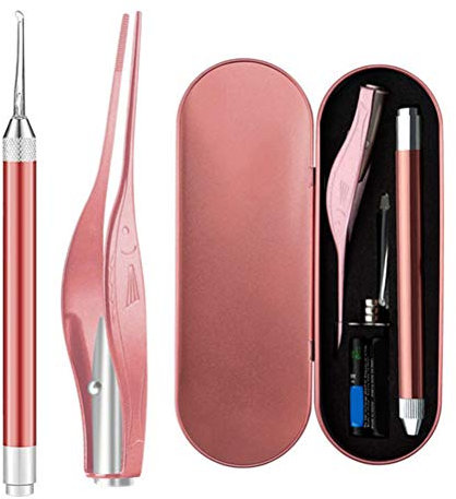 Tumnea Otoscopio con luz, Limpiador de oídos otoscopio, removedor de Cerumen, Herramientas Limpiador de oídos con luz LED, Pinzas para el Cuidado de los oídos, Juego de Palillos para Orejas con Caja