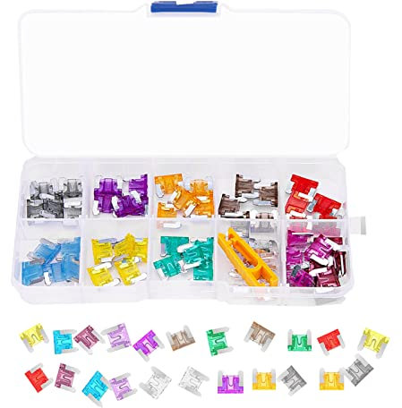 Micro Mini Car Blade Fuses, Car Fuses Assorted Auto Car Replacement Kit 2A 3A 5A 7.5A 10A 15A 20A 25A 30A 35A 40A with 1 Storage Case and 1 Fuse Clip (Micro fuse)