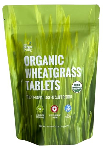 On Target Living Wheatgrass Tablets- 500 Tablets | USDA Organic |