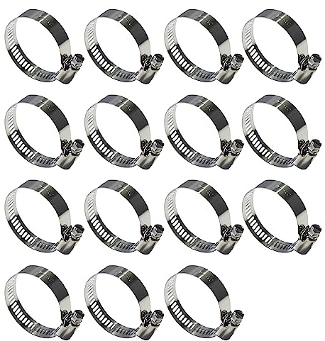 Saim 15PCS Hose Clamp 304 Stainless Steel 21-44mm Rang Hose Clips Adjustable Worm Drive Screws Pipe Clamps for Hose Pipe Tube