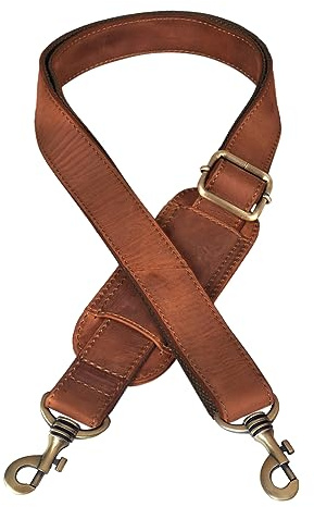 STILORD 'Elli' Wechselgurt Leder mit Schulterpolster Schultergurt für Taschen Trageriemen Handtaschengurt für Umhängetasche Vintage Taschengurt mit Karabiner Taschen-Gurt, Farbe:Cognac - braun
