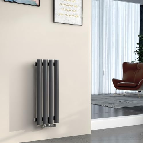EMKE Radiateur Ovale 60 x 24 cm,Anthracite, Simple Couche | Radiateur design vertical à tube ovale, radiateur eau chaude