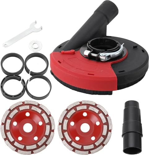 CDZHLTG Caperuza de Aspiración para Amoladoras 115/125mm, Professional Caperuza de Aspiración Universal para Amoladora Angular con Corona de Cepillo con 2 Pezzi Disco de diamante de 125 mm