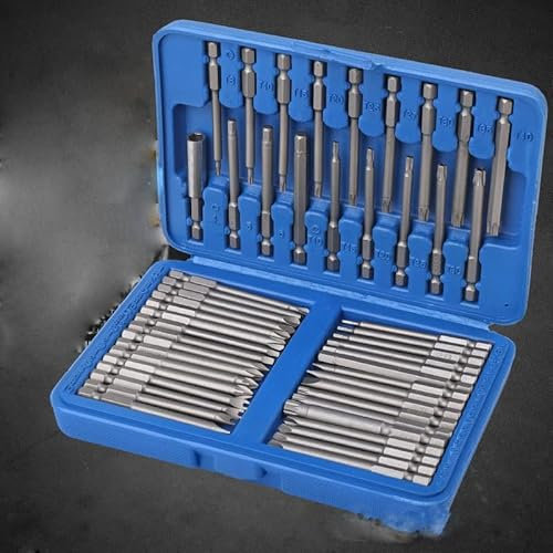 36/50pc 75 mm extra de destornillador magnético bits cabezal de seguridad 1/4 bits de destornillador kit torx estrella hex spline bit juego (Color : B)