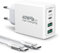 Type-C USB C Chargeur,40W 4-Port Multiple Charge PD et QC3.0 Type C Adaptateur Rapide pour iPhone 15 Pro max/13/14/12/11,Samsung Galaxy S24/S23/S22/S21/A15,iPad,AirPods,avec 2m Câble USB C