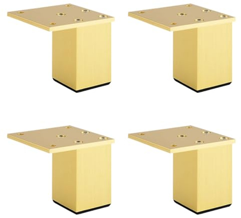 SZLXJMFL Schrankfüße Gold, Möbelfüße, 4×Schrankfüsse, Quadrat, Höhenverstellbar Höhe: 6-40cm Eloxierte Oberfläche Sockelfuß Ø37mm Sideboard/Nachtschrank Füße Möbelbeine Aluminiumlegierung-5cm/2in