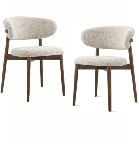 VENYAA Esszimmerstühle, Moderner Esszimmerstuhl mit Holzbeinen, Bequemer Stoffseitenstuhl gepolstert Einzelner Freizeitstuhl für Küche Eitelkeit Wohnzimmer(Color:BEIGE-2Pcs)