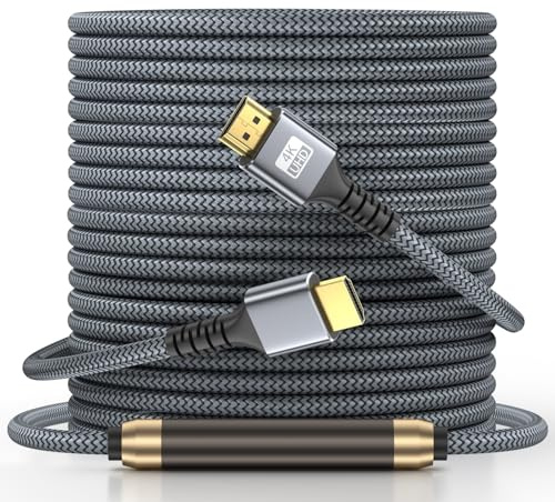 Looyotul 4k Hdmi Kabel 25m Ultra High Speed HDMI 2.0 Kabel 4K@60HZ 3D ARC Gold Plated Connector Ethernet Audio Video Return HDMI Kabel für UHD TV Monitor Laptop Xbox PS4/PS5 ect.(Silber)