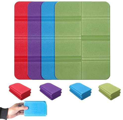 KYEDGC 4Pcs Sit Mat, Moistureproof Foldable Foam Mat XPE Hiking Seat Pad Foldable Mat, Moisture-Proof Travel Seat Cushion for Outdoor Hiking Walking Camping Picnic Park (Green, Blue, Purple, Red)